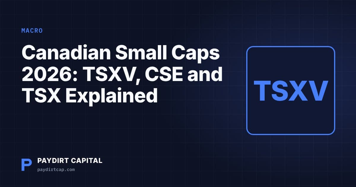 Paydirt Capital cover: Canadian Small Caps 2026: TSXV, CSE and TSX Explained