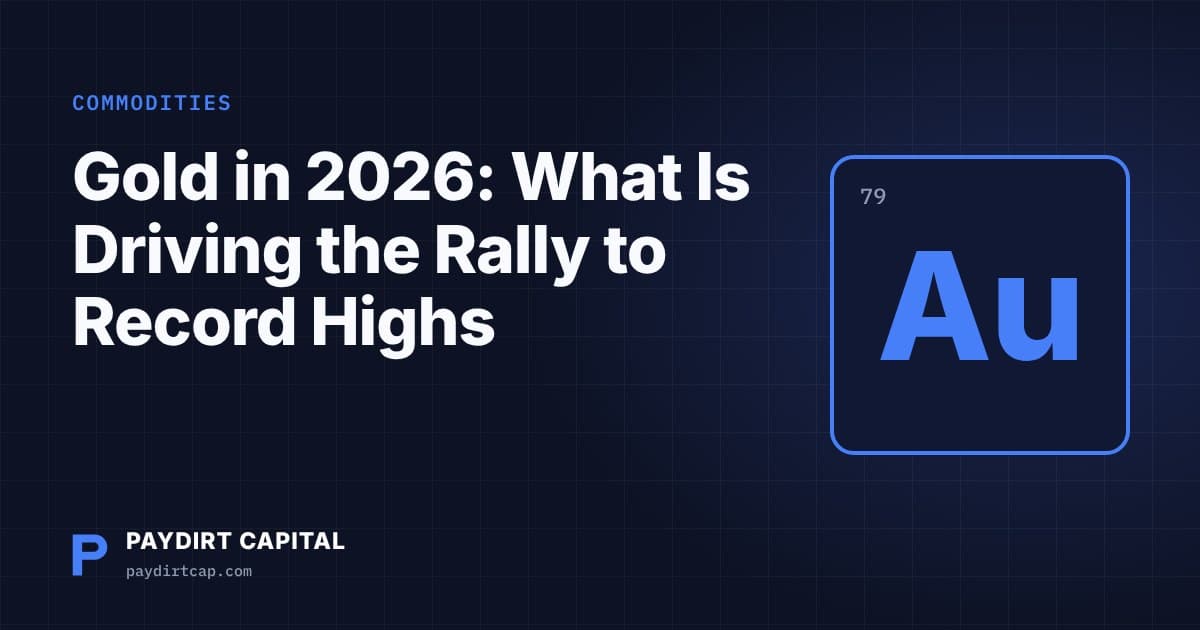 Paydirt Capital cover: Gold in 2026: What Is Driving the Rally to Record Highs