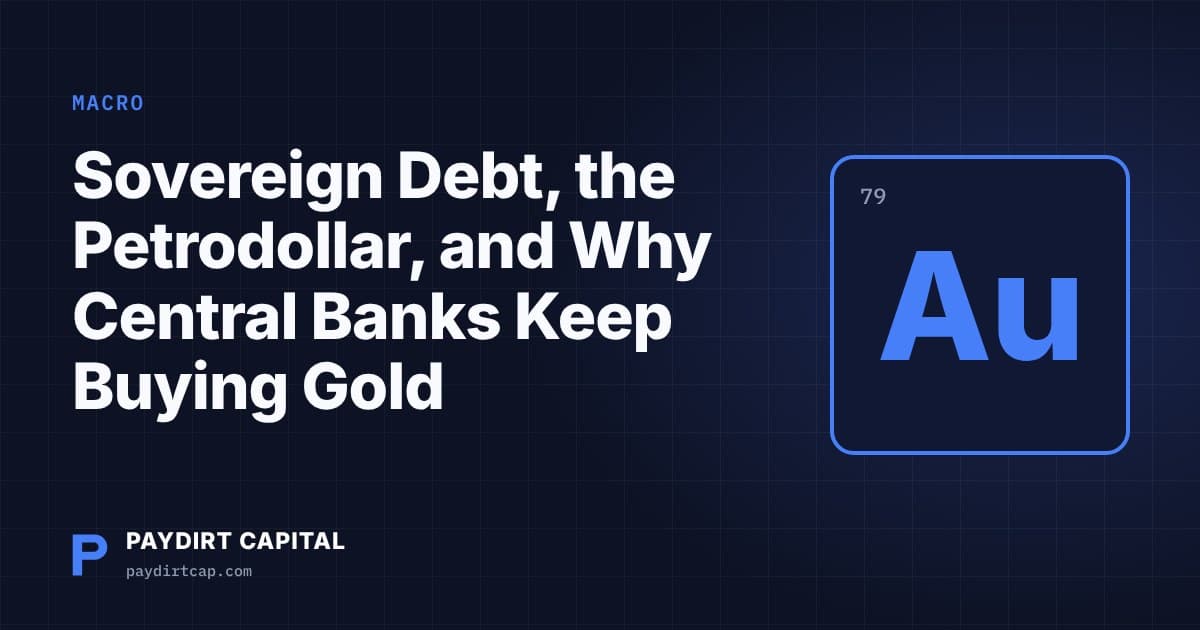 Paydirt Capital cover: Sovereign Debt, the Petrodollar, and Why Central Banks Keep Buying Gold